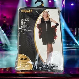 SPIRIT Black Fancy Flappy Halloween Costume Women’s Sz Small Flapper Dress 20's